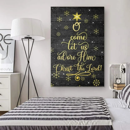o come let us adore him christ the lord christmas wall art canvas (Landscape) (view 5)