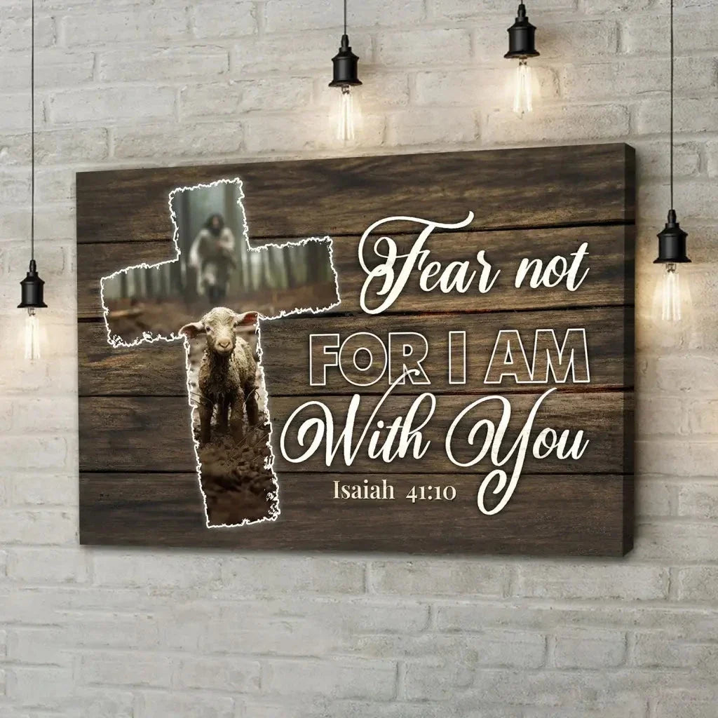 fear not for i am with you jesus and lost sheep wall art canvas (Landscape) (view 7)