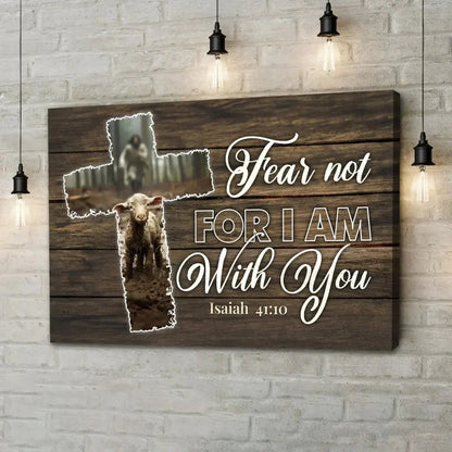 fear not for i am with you jesus and lost sheep wall art canvas (Landscape) (view 7)