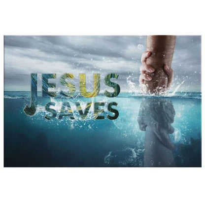 christian wall art jesus saves canvas jesus reaching out his hand (Landscape) (view 3)