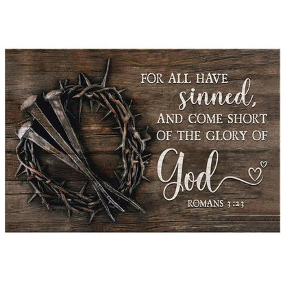 bible verse wall art for all have sinned kjv romans 3 23 canvas print (Landscape) (view 5)
