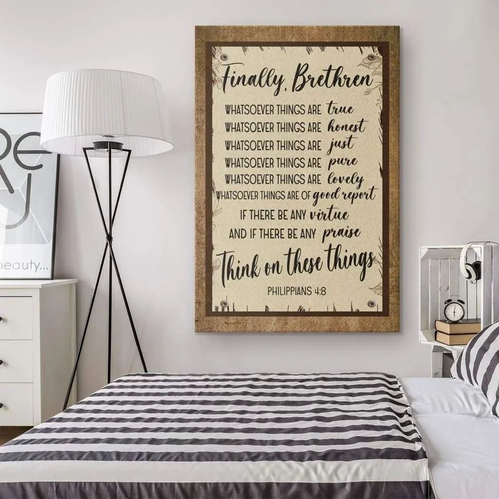 whatsoever things are true philippians 4 8 bible verse wall art canvas (view 5)