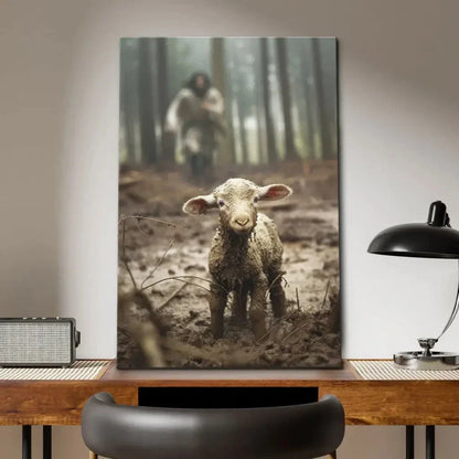 jesus lamb of god jesus running after lamb wall art canvas (view 4)