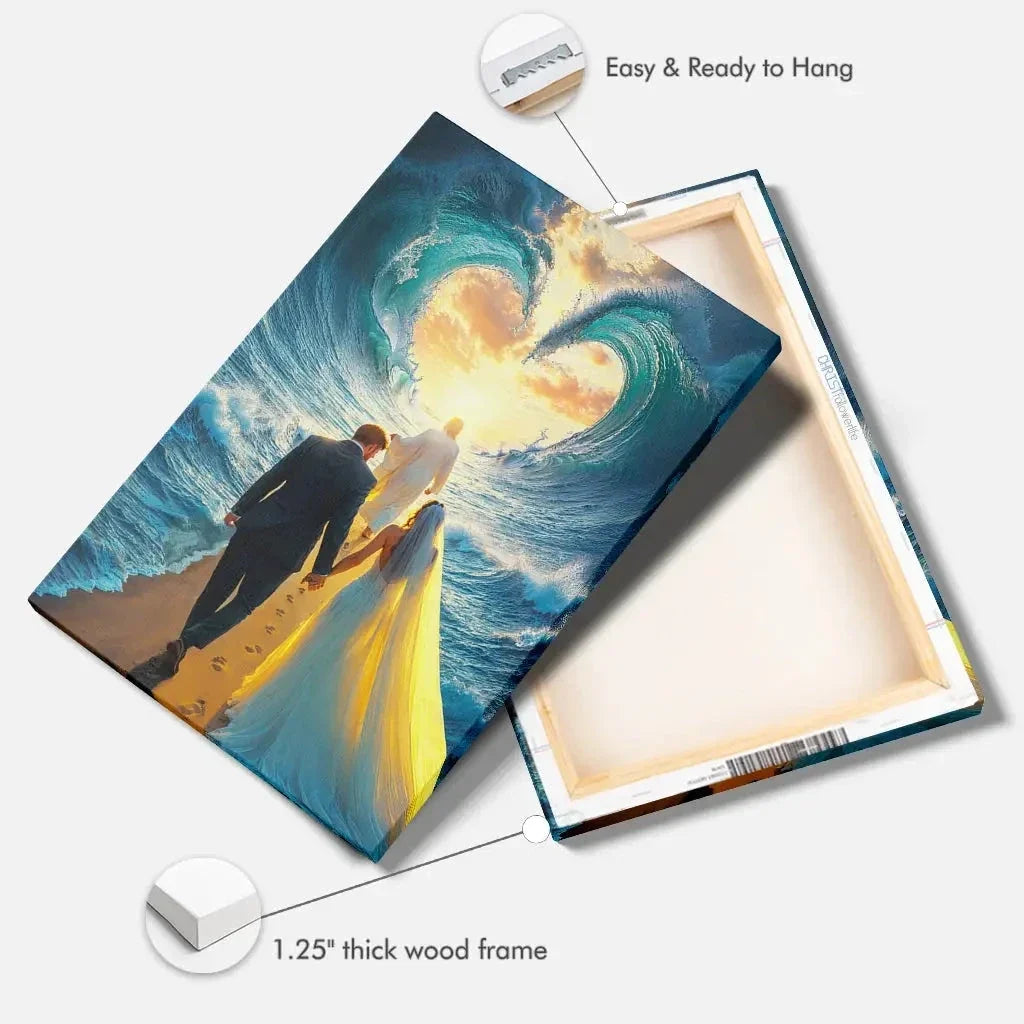 jesus leading a married couple through parted sea wall art canvas (view 6)