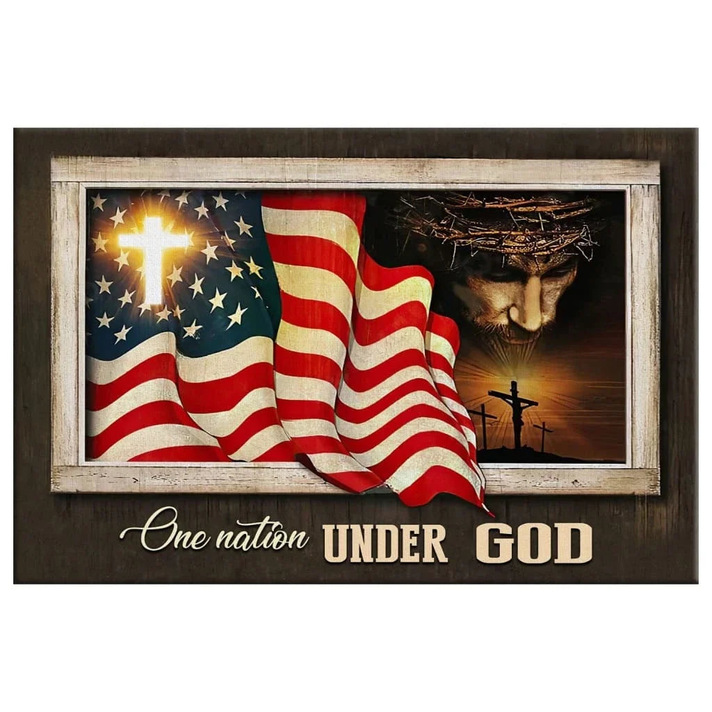 patriotism christian one nation under god wall art canvas (Landscape) (view 2)