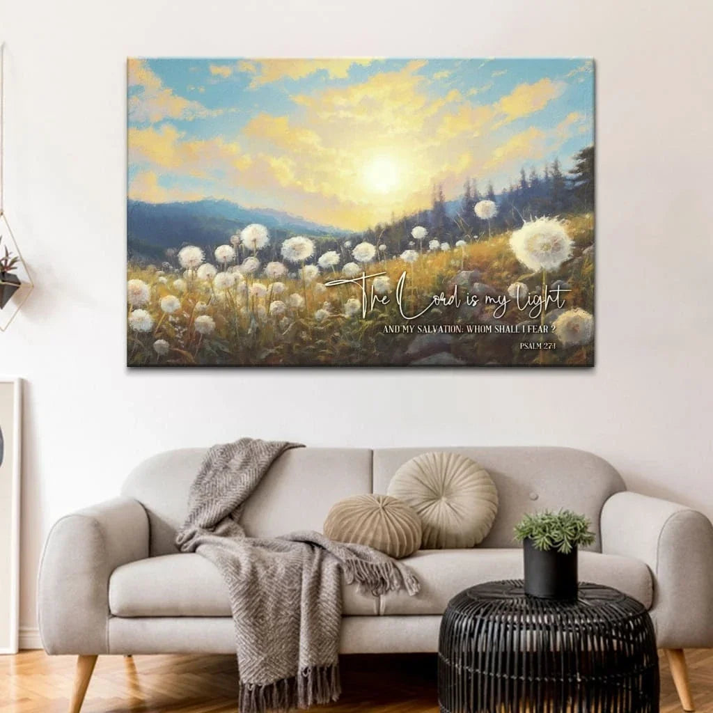 psalm 27 1 the lord is my light and my salvation wall art canvas (Landscape) (view 5)