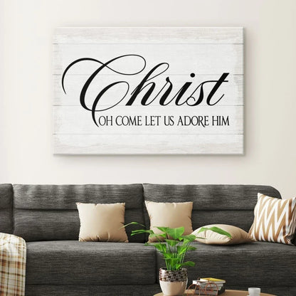 christ oh come let us adore him wall art canvas christian christmas gifts (Landscape) (view 4)