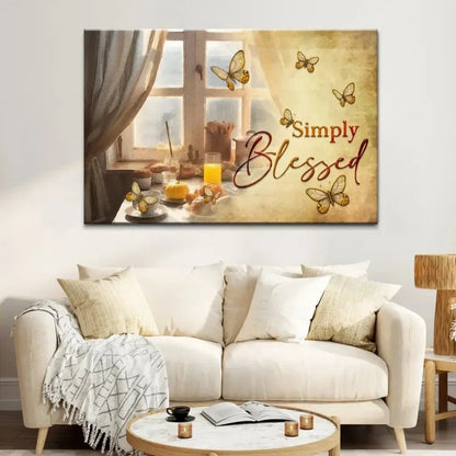 christian wall art simply blessed canvas butterfly window (Landscape) (view 3)