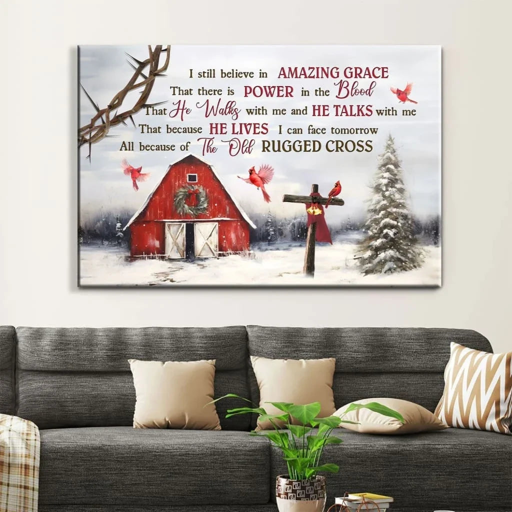 i still believe in amazing grace christmas wall art canvas (Landscape) (view 3)