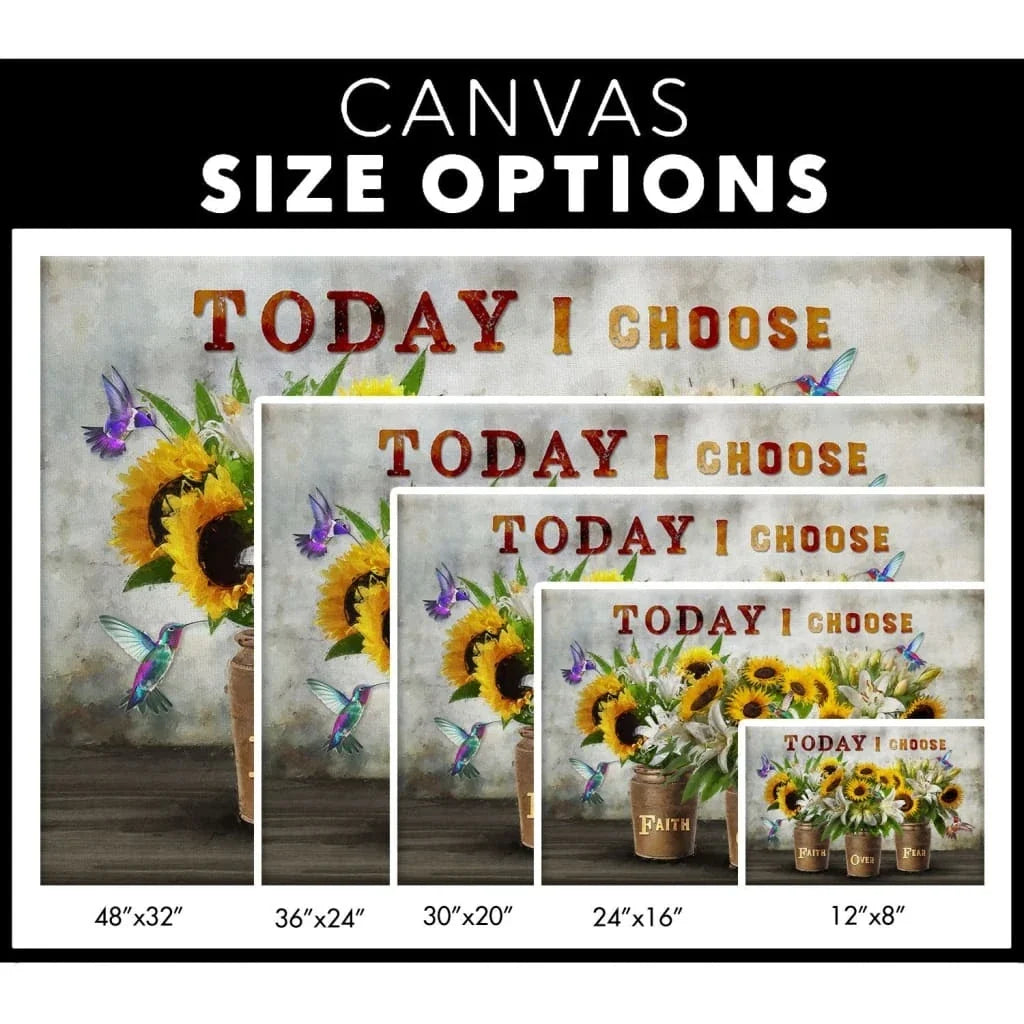 today i choose faith over fear wall art sunflowers and white lilies christian canvas art (Landscape) (view 2)