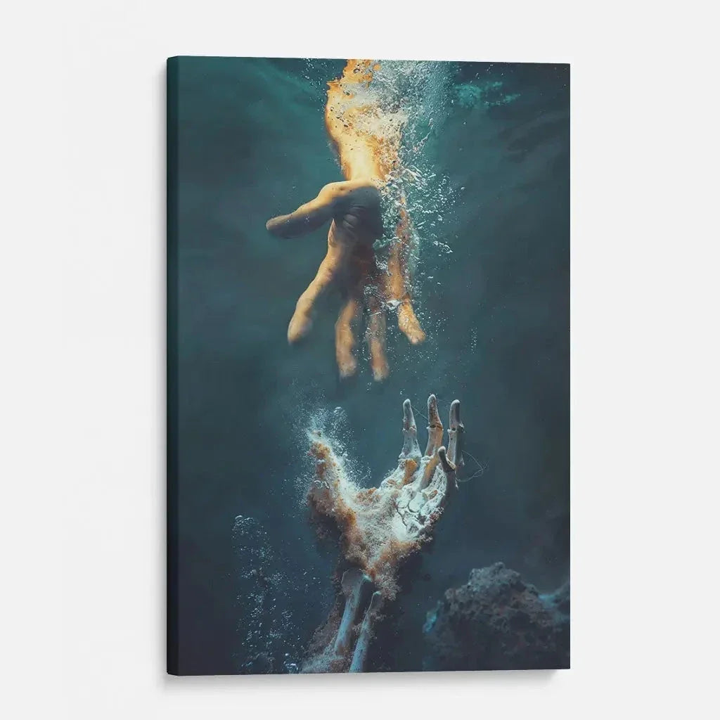 the hand of god jesus reaching into water wall art canvas (Landscape) (view 6)