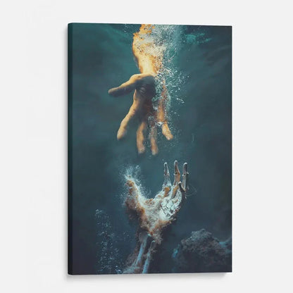 the hand of god jesus reaching into water wall art canvas (Landscape) (view 6)