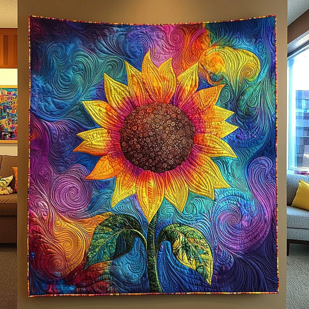 Illusion Sunflower Quilt Blanket