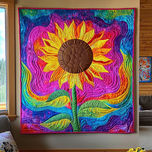 Illusion Sunflower Quilt Blanket