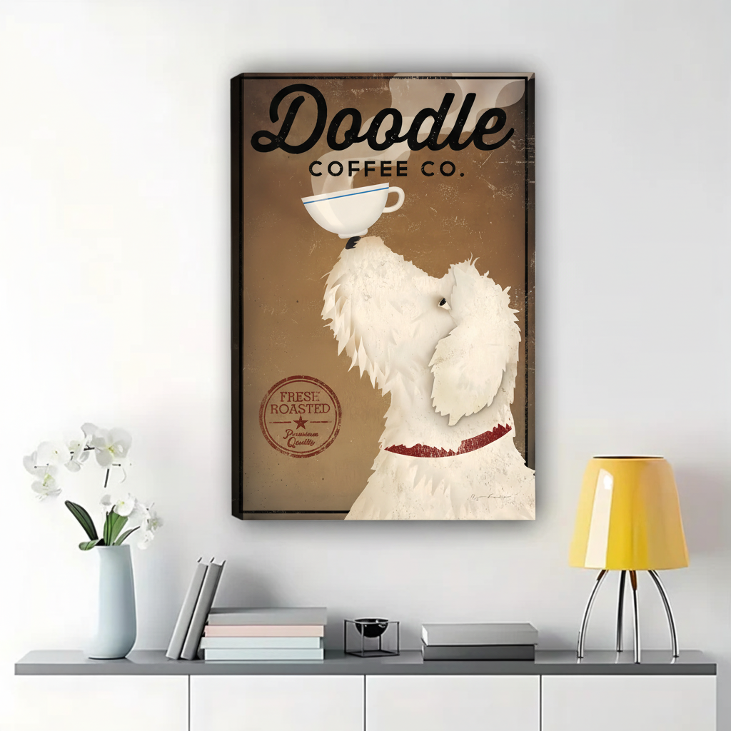 Doodle Coffee Co. Dog Wall Art - Vintage Advertising Canvas Print