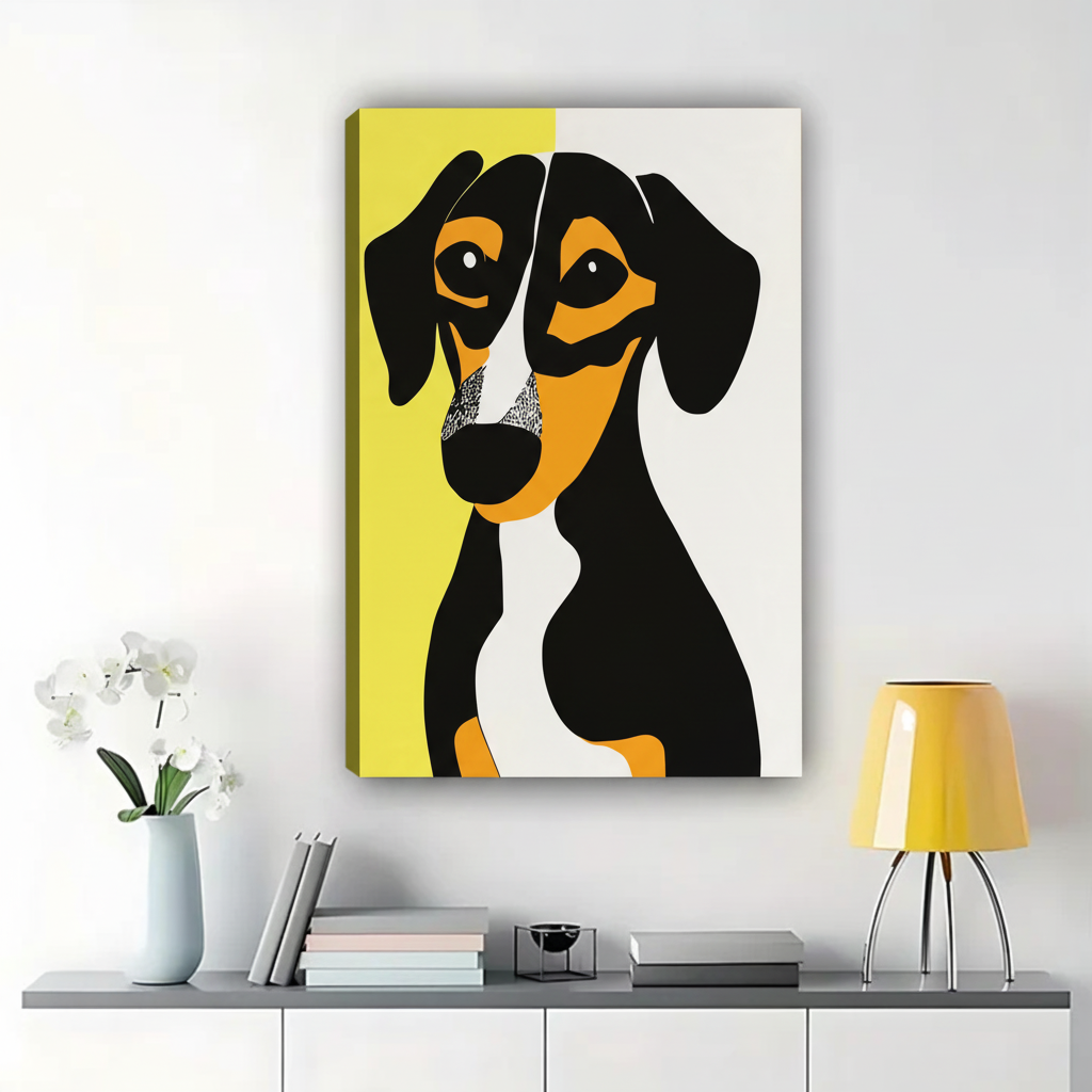 Bold Dachshund Pop Art Wall Art - Modern Dog Portrait Canvas Print