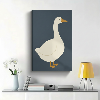 White Goose Minimalist Wall Art - Cute Illustrated Canvas Print