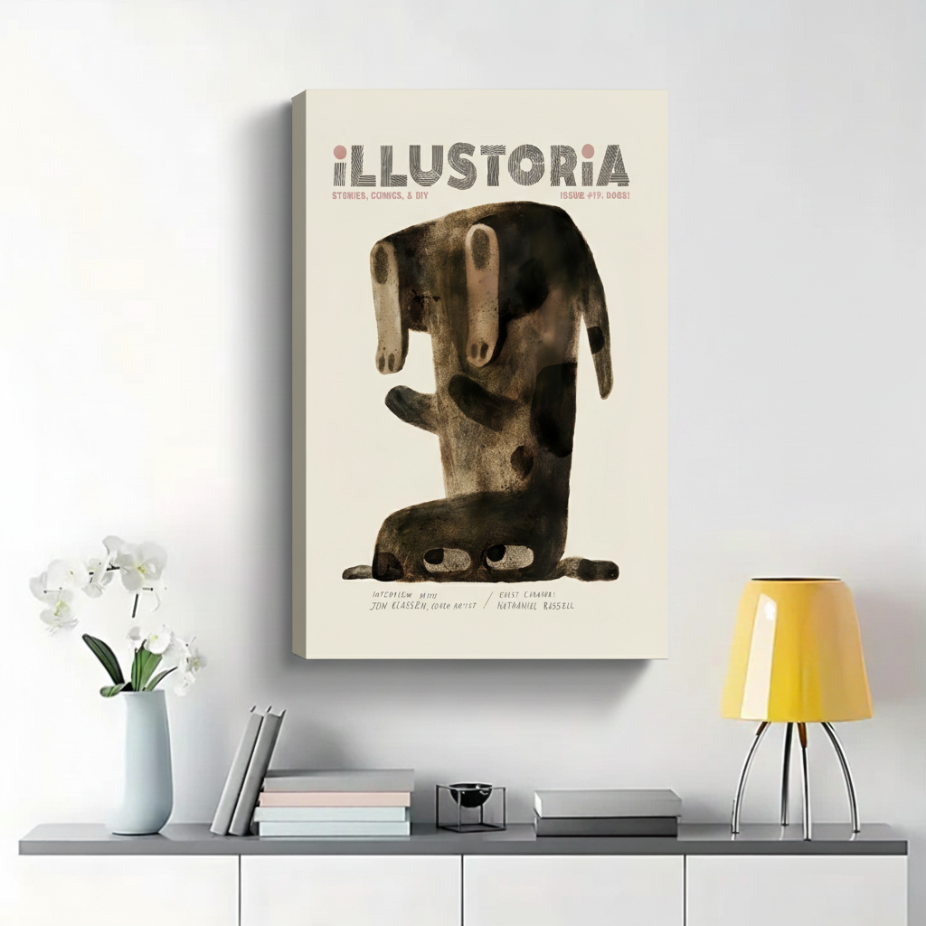 Illustoria Magazine Dogs Issue Wall Art - Vintage Abstract Dachshund Canvas Print
