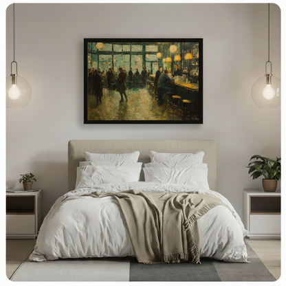 Vintage Bar Scene Impressionist Canvas Art Wall Art