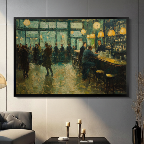 Vintage Bar Scene Impressionist Canvas Art Wall Art