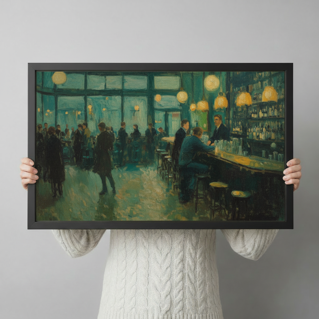 Vintage Bar Scene Impressionist Canvas Art Wall Art