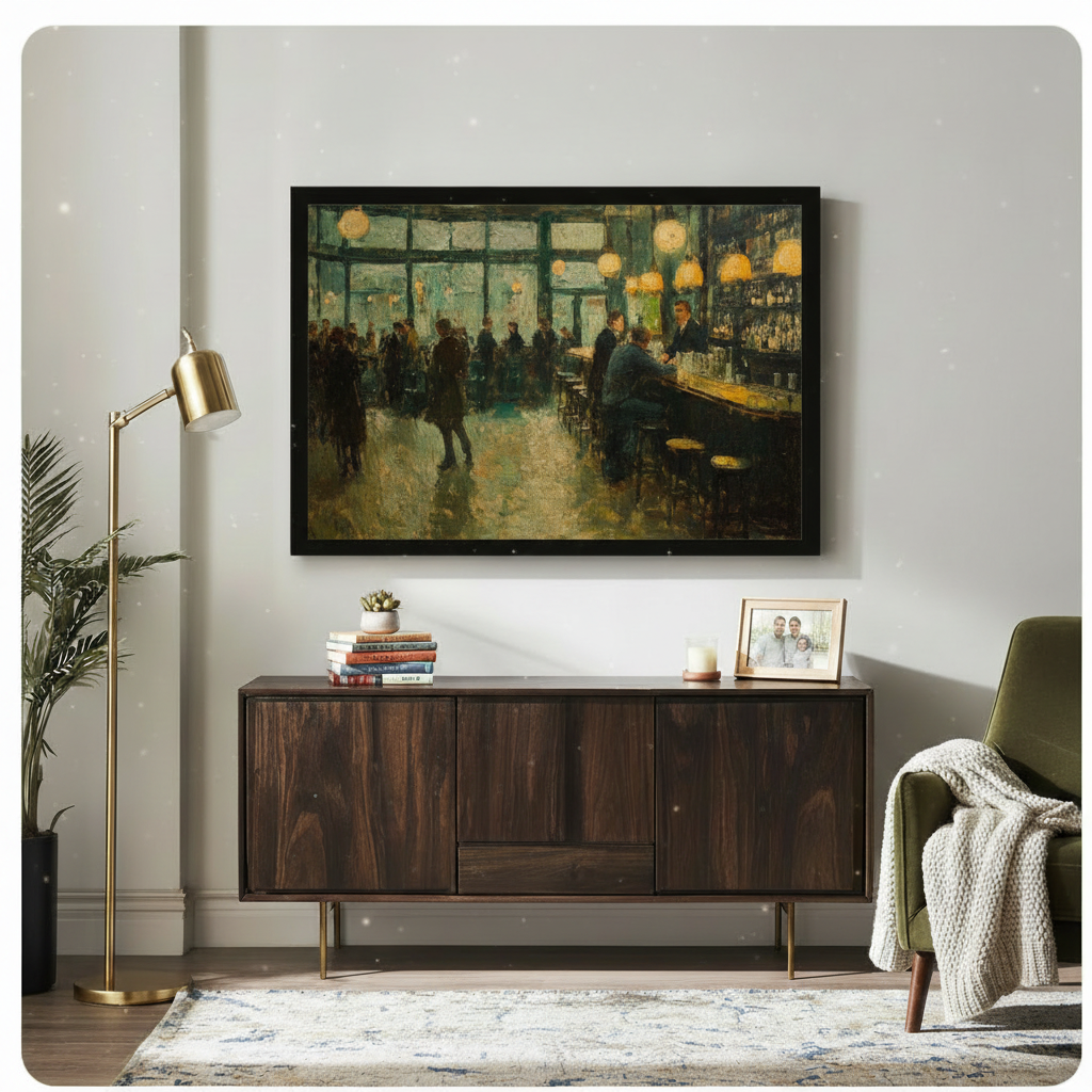 Vintage Bar Scene Impressionist Canvas Art Wall Art