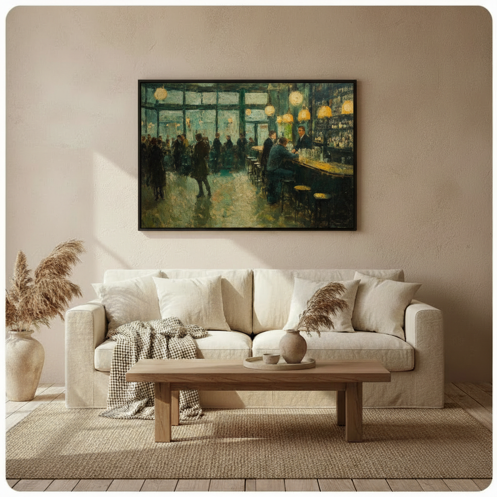 Vintage Bar Scene Impressionist Canvas Art Wall Art
