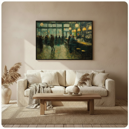 Vintage Bar Scene Impressionist Canvas Art Wall Art