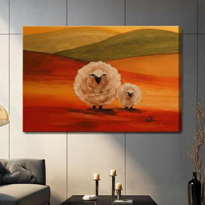 Sunset Sheep Pastoral Canvas Wall Art