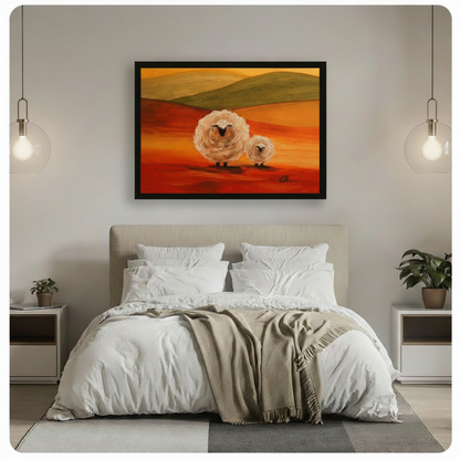 Sunset Sheep Pastoral Canvas Wall Art