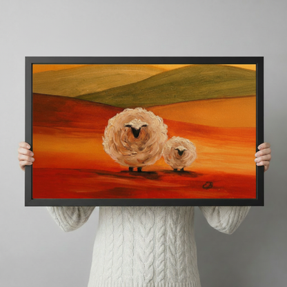 Sunset Sheep Pastoral Canvas Wall Art