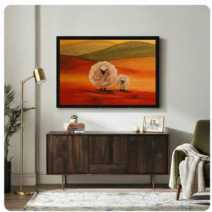 Sunset Sheep Pastoral Canvas Wall Art