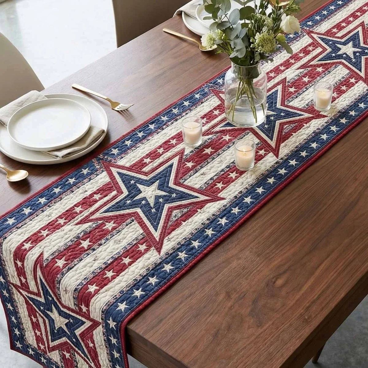 Independence Wave Quilted Table Runner