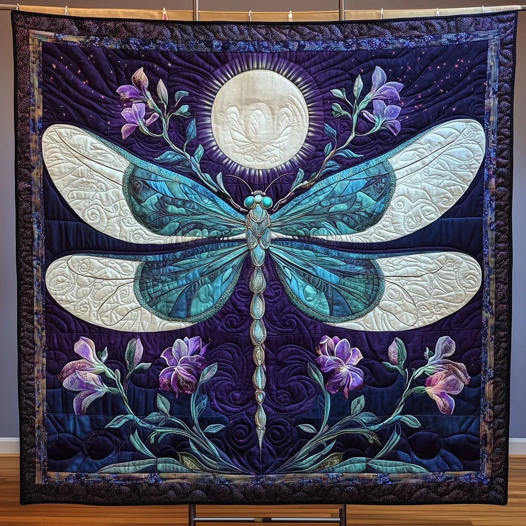 Indigo Night Dragonfly Quilt Blanket