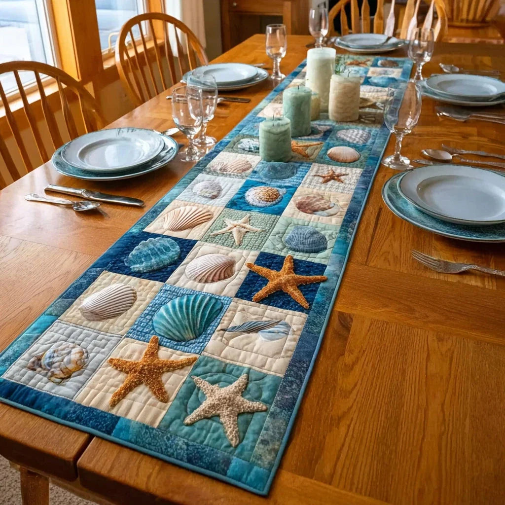 Indigo Sea Quilted Table Runner