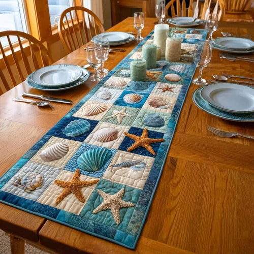 Indigo Sea Quilted Table Runner