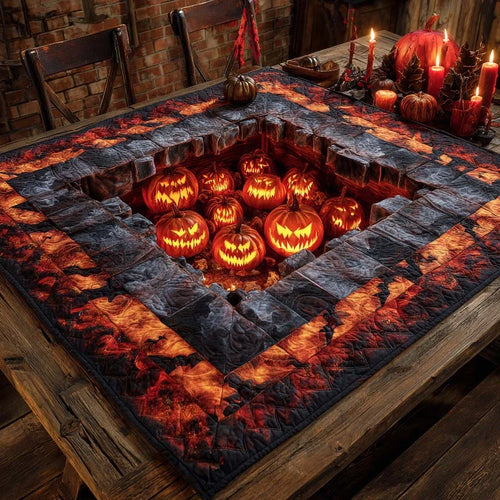 Inferno Pumpkin Pit Quilted Table Topper