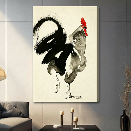 Ink Wash Rooster Bold Brushstroke Canvas Art Wall Art