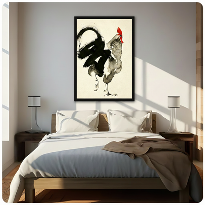 Ink Wash Rooster Bold Brushstroke Canvas Art Wall Art