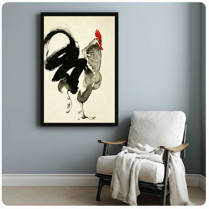 Ink Wash Rooster Bold Brushstroke Canvas Art Wall Art