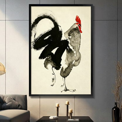 Ink Wash Rooster Bold Brushstroke Canvas Art Wall Art
