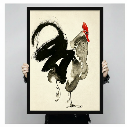 Ink Wash Rooster Bold Brushstroke Canvas Art Wall Art