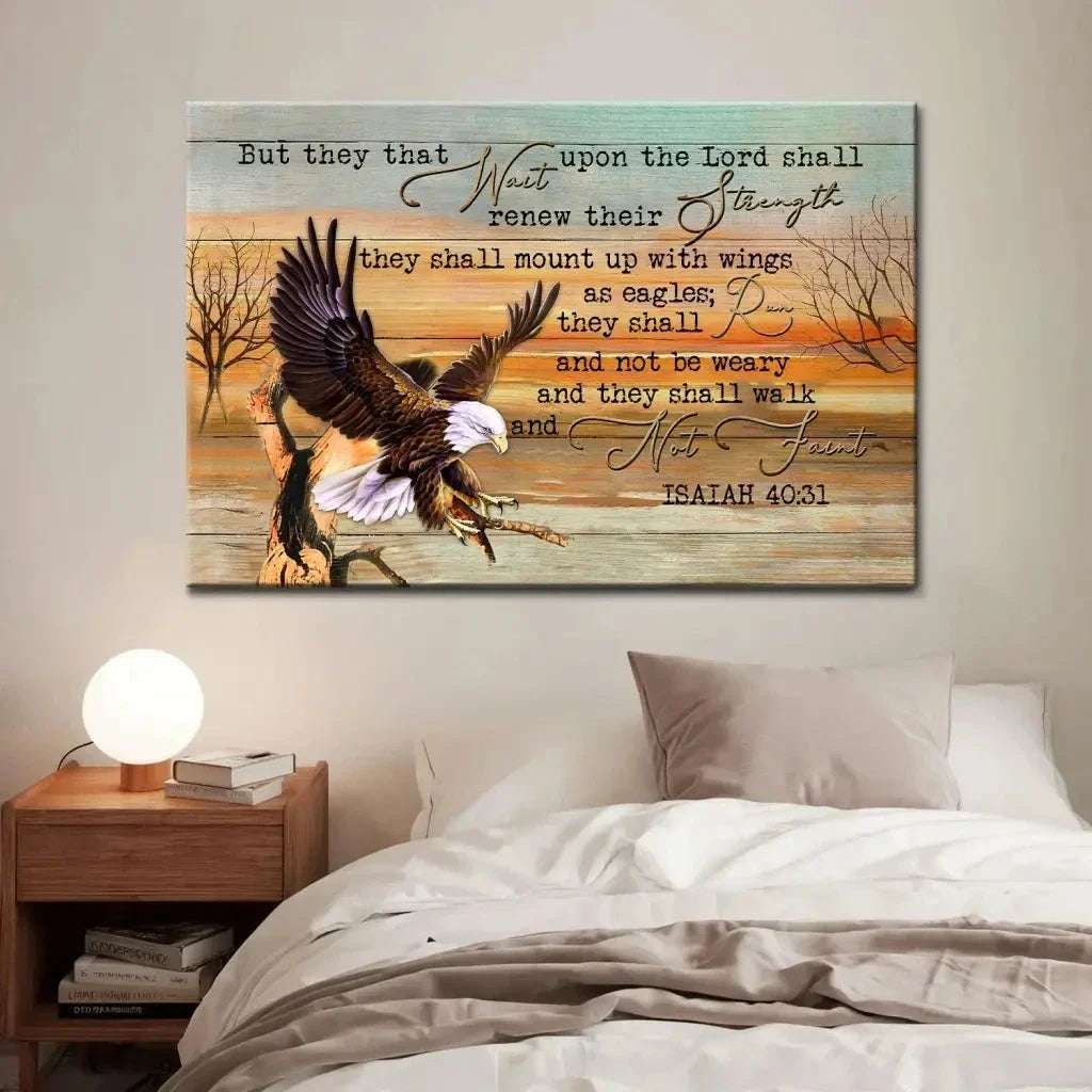 they that wait upon the lord isaiah 40 31 wall art canvas print (Landscape) (view 3)