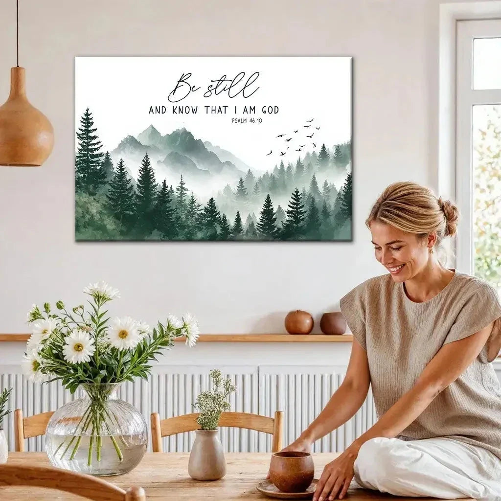 be still and know that i am god psalm 46 10 mountain christian wall art canvas (Landscape) (view 5)