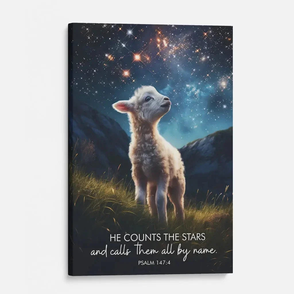 he counts the stars and calls them all by name psalm 147 4 wall art canvas (Landscape) (view 3)
