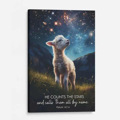 he counts the stars and calls them all by name psalm 147 4 wall art canvas (Landscape) (view 3)