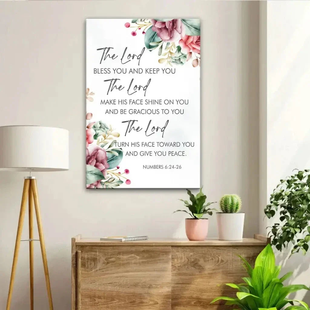 the lord bless you and keep you floral numbers 6 24 26 wall art canvas (view 5)