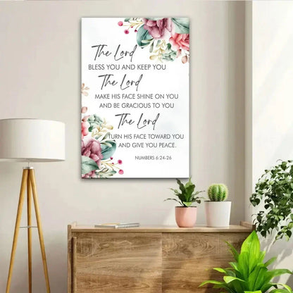 the lord bless you and keep you floral numbers 6 24 26 wall art canvas (view 5)