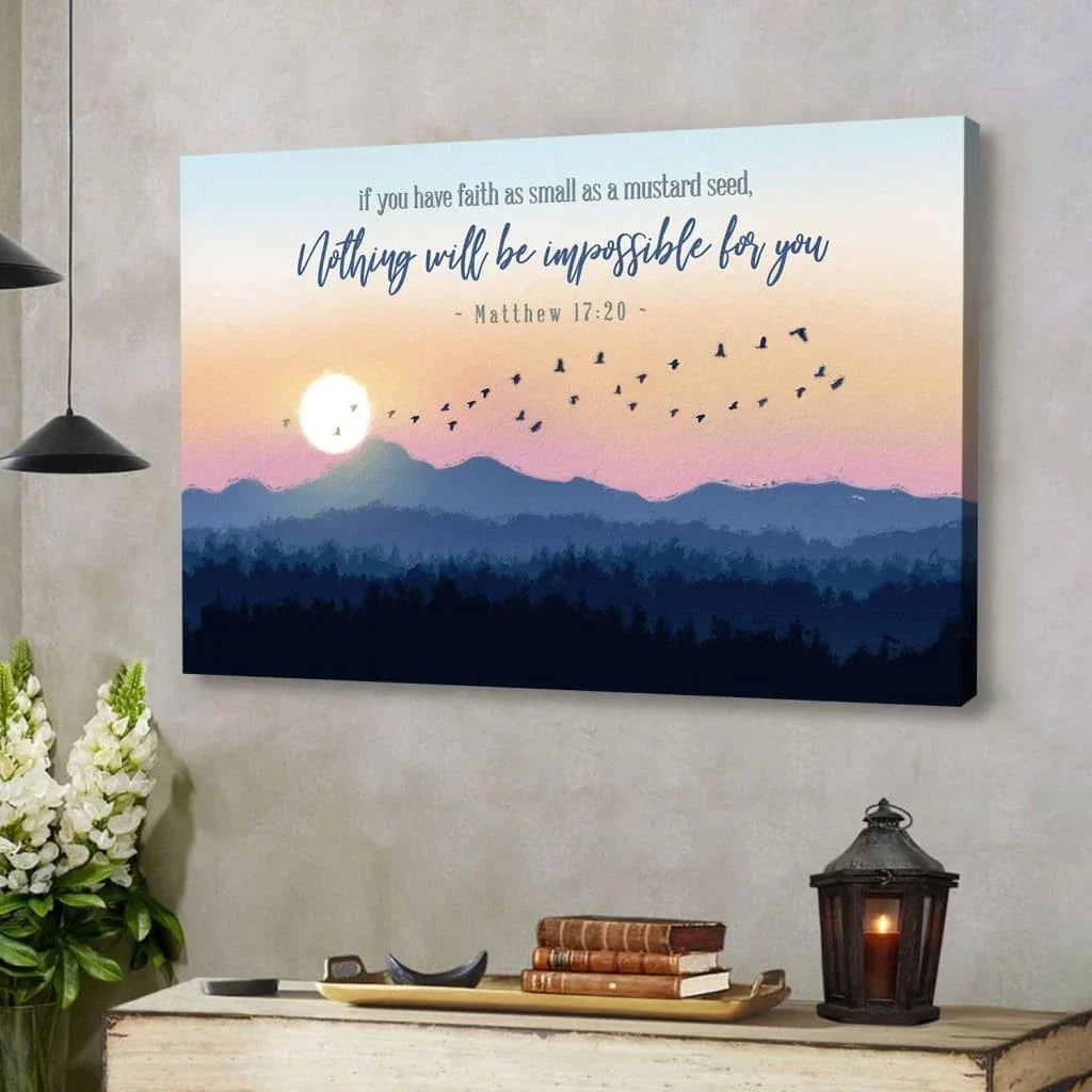 matthew 17 20 if you have faith as small as a mustard seed wall art canvas (Landscape) (view 4)