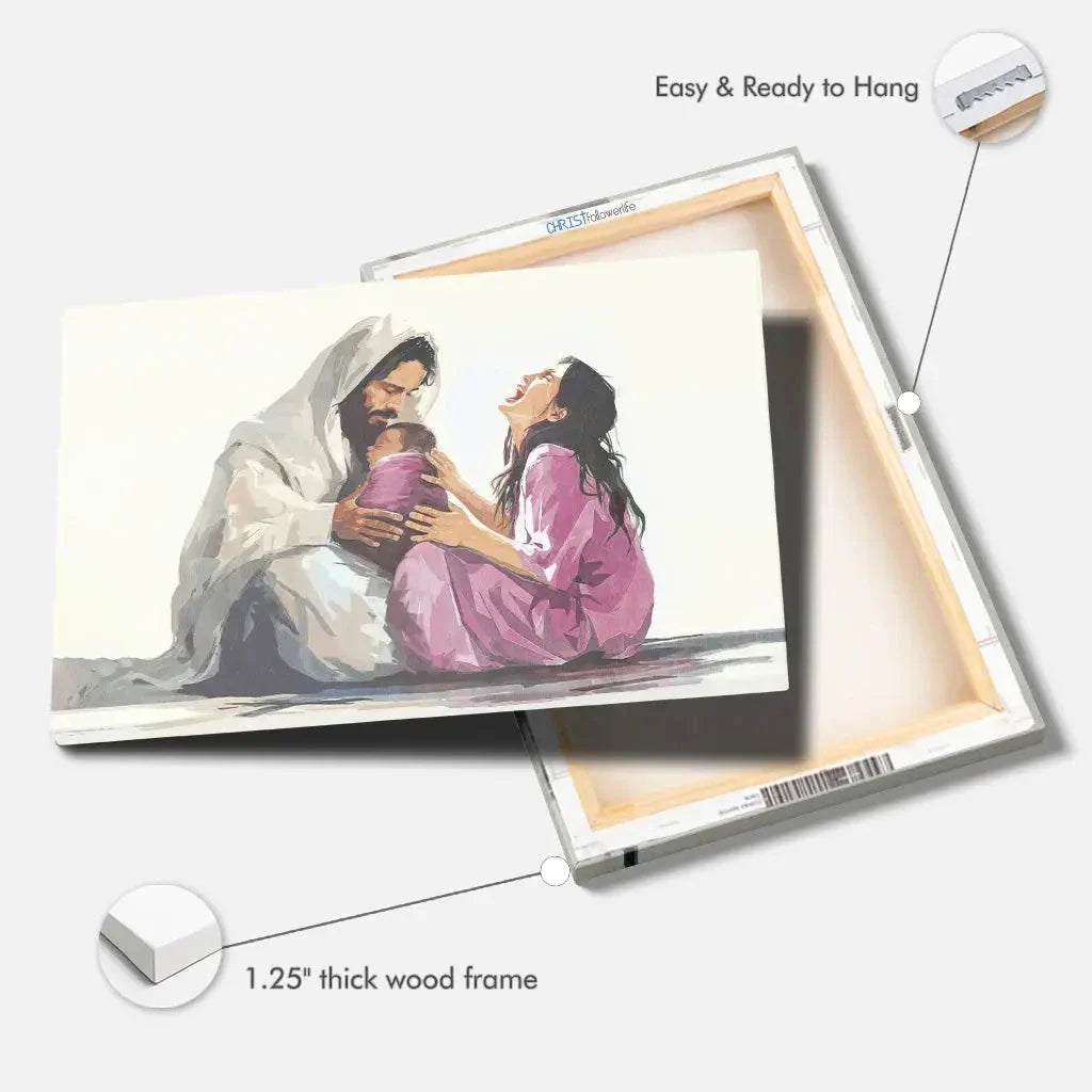 jesus is close to the brokenhearted woman christian wall art canvas (Landscape) (view 5)